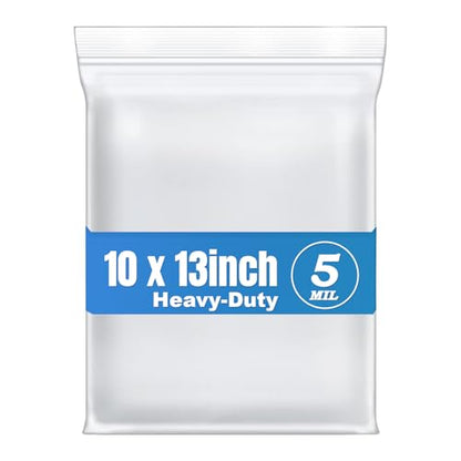 5Mil 10"x13" 50Pcs Plastic Bags Clear Resealable Zip Seal Lock Poly Bags | Macoota Thick Reclosable Heavy Duty Zipper Baggies Packing Clothing Pants Shoes Toys - size: 10 x 13inch