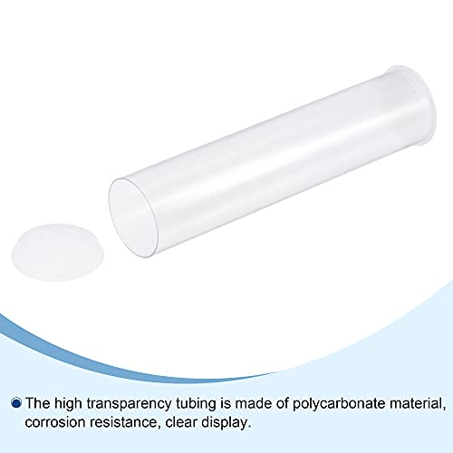 MECCANIXITY Clear Storage Tube Small Plastic Round Tubing with Caps Rigid Bottle Container 41.6x43x200mm/8 Inch Diameter for Item Stored - size: 41.6x43x200mm