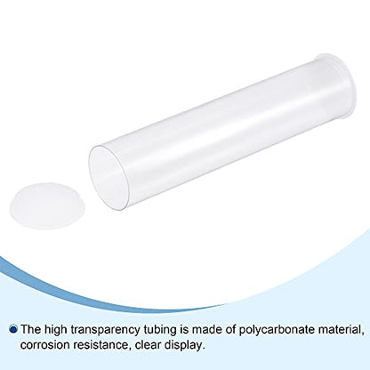 MECCANIXITY Clear Storage Tube Small Plastic Round Tubing with Caps Rigid Bottle Container 41.6x43x200mm/8 Inch Diameter for Item Stored - size: 41.6x43x200mm