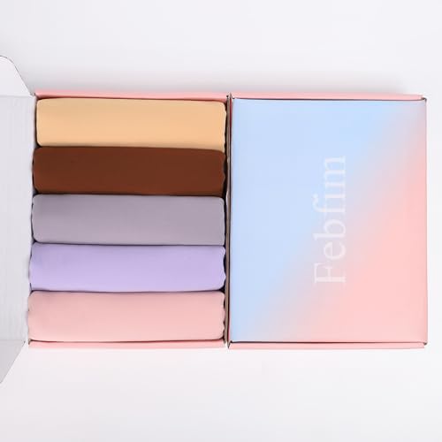 Febfim 4 PCS Muslim Women Soft Premium Solid Chiffon Hijab Scarves Shawl Long Scarf Wrap Scarves with Gift Box - color: 2025 5a