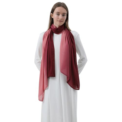 Women Scarf and Shawls, Soft Modal Jersey Scarves, Gradient Long Wrap for Spring Summer and Autumn - color: Purple Rose & Pink