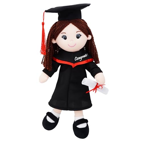 June Garden Snuggle Cuties 15" Graduation Gifts - Soft Plush Dolls with Cap and Gown - Gifts for Preschool and Kindergarten Graduation Day - Girl M - color: Graduation Girl, size: Medium