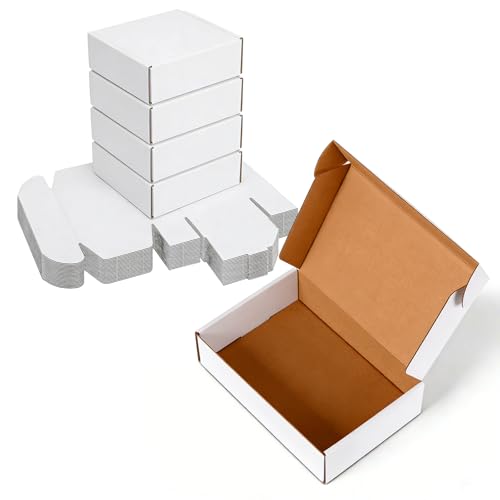 8x6x2 inches Small White Shipping Boxes 25 Pack，Corrugated Cardboard Gift Boxes，Mailing Boxes for Small Business Packing and Storage - color: White, size: 8x6x2 inch (Pack of 25)