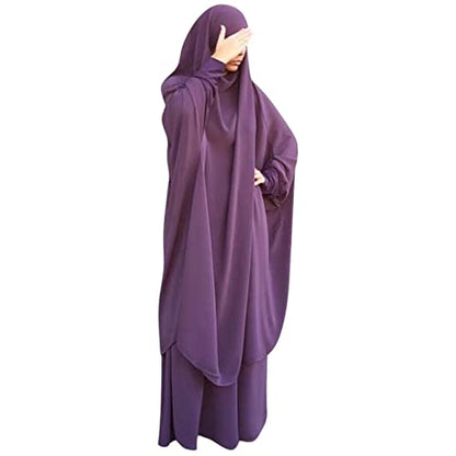 Women's Muslim Prayer Dress Hijab Scarf Eid Prayer Jilbab Khimar Niqab Burka Abaya Maxi Islamic Arabian Modest Cardi Robe - color: Deep Purple
