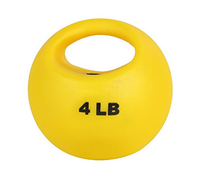 CanDo 10-3291 원 핸들 메디신 볼, 1.8kg(4파운드), 옐로우 - size: 4 lbs
