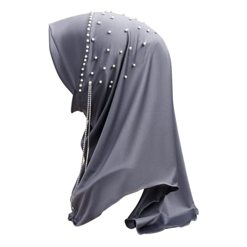 Women Soft One Piece Hijab Long Muslim Turban Islamic Full Head Scarf - color: Chains/Silver