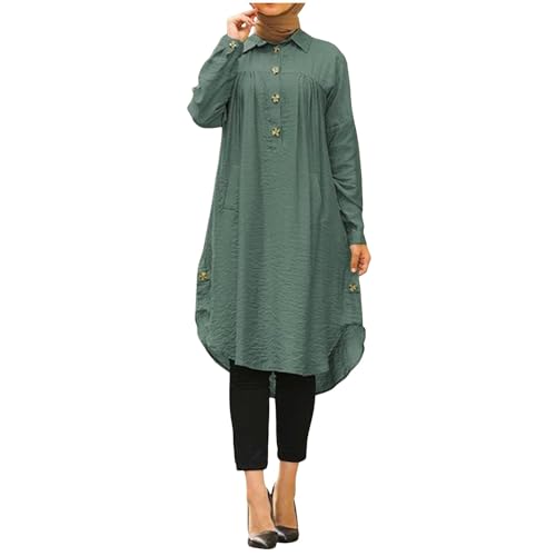Prayer Clothes for Muslim Women One-Piece Long Sleeve Islamic Prayer Dress O Neck Lightweight Maxi Dress Dress - color: Green, size: Small