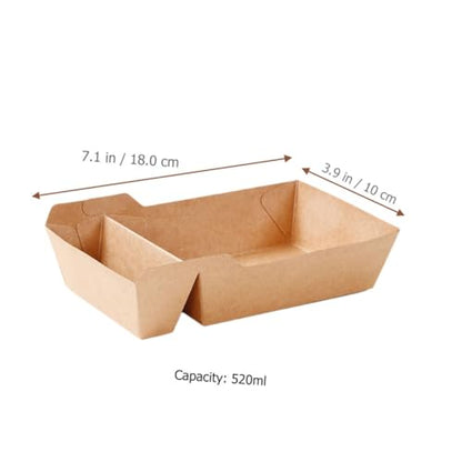 Healifty 50 Pcs Paper Food Serving Tray with Dip Pocket Paper Food Boats Fast Food Holder French Fries Box Party Snack Boat for Tacos Nachos Crawfish
