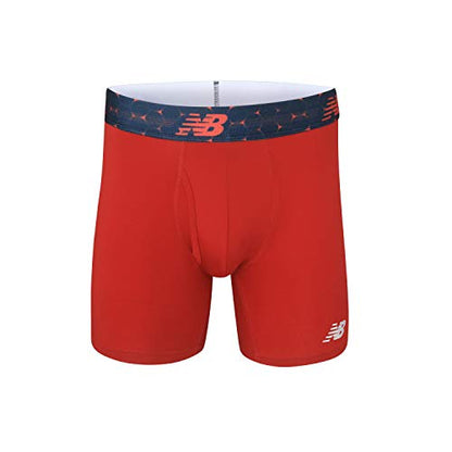 New Balance Men's Performance Boxer Briefs with Fly, Breathable Stretch Underwear, Moisture Wicking, Soft Waistband (3 Pack) - color: Team Red/Black/Team Red Viper