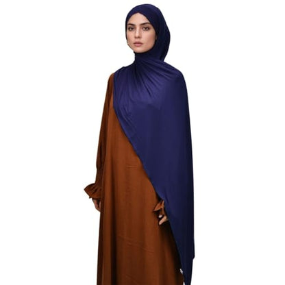 Pre-sewn Instant Hijab Non-slip Scarf for Women Modal Jersey Head Scarf Wrap for Women - color: Navy2