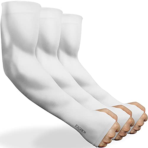 beister Arm Sleeves for Men & Women, UPF 50+ UV Sun Protection, Cooling - color: 3-pairs White
