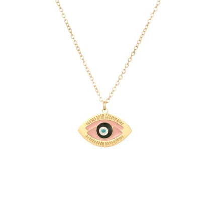Stainless Steel Hebrew CHAI Necklace | Hand of Fatima Pendant | Turkish Evil Eye Charm | Israel Map Blessing Necklace | Protection Jewelry for Women men Include a Gift Box - color: Gold-Eye-1254