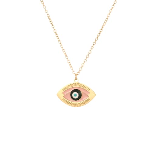 Stainless Steel Hebrew CHAI Necklace | Hand of Fatima Pendant | Turkish Evil Eye Charm | Israel Map Blessing Necklace | Protection Jewelry for Women men Include a Gift Box - color: Gold-Eye-1254