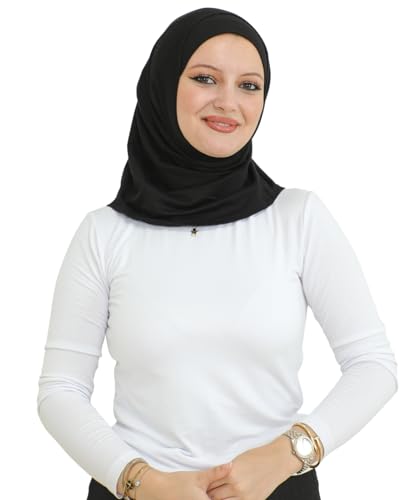 Prien Sport Instant Hijab For Women, Muslim Cotton Turban, Soft Head Scarf, Ready To Wear Hijabs Prayer Clothes, Islamic Wear - color: Black