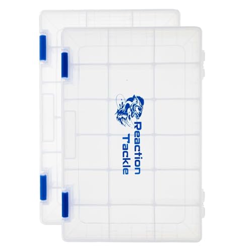 Reaction Tackle Basic Tackle Trays, Clear Plastic Utility Box Organizers with Removable Dividers for Lures, Hooks and Terminal Rigs, Fits Tackle Bags and Boxes - 3600 (2-Pack) - size: 3600 (2-Pack)