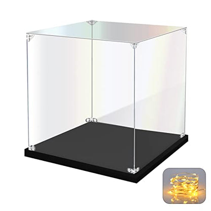 KOLIPI Acrylic Display Case for Collectibles, Clear Display Box 8x8x8 in | Plexiglass Box for Lego Figures Dolls Models, Dustproof Protection, Stable and Stackable, Assembly Required - size: 8x8x8 inches