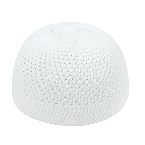 TheKufi White Open-Weave Nylon Stretchy Kufi Hat Skull Cap Beanie - size: XX-Large
