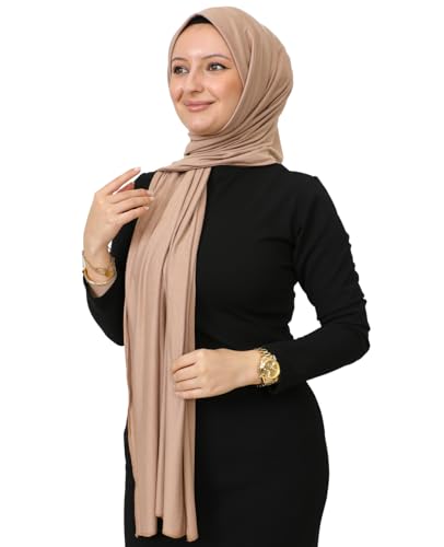 Prien Hijab for Women Viscose Scarf Lightweight Muslim Hijabs Long Shawl Islamic Scarves Turkey Silk Headscarf for Womens - color: Mink