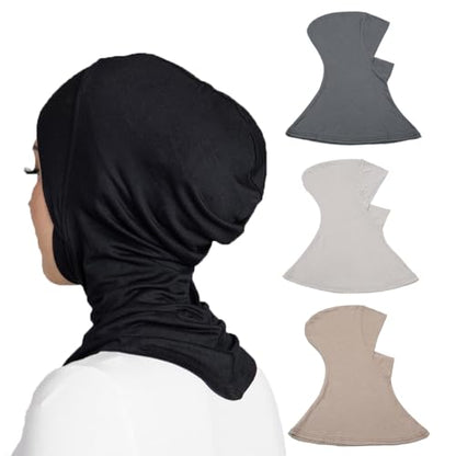 Yeieeo 4PCS Hijab Undercap for Women, No Slip Full Coverage Hijab Inner Cap, Soft Underscarf Breathable Headwear - color: Bk+gy+gy+lkq