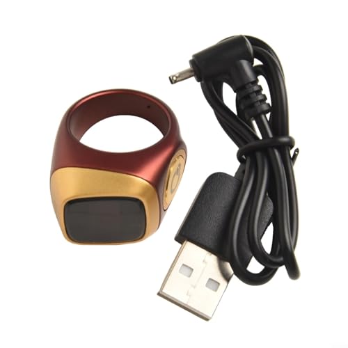 IQ-ibla Smart Zikr Ring Prayer Ring Smart Counter Smart Ring Waterproof Prayer Time Vibration Display Digital Azan Alarm Clock for Most People(20mm Curry Color)