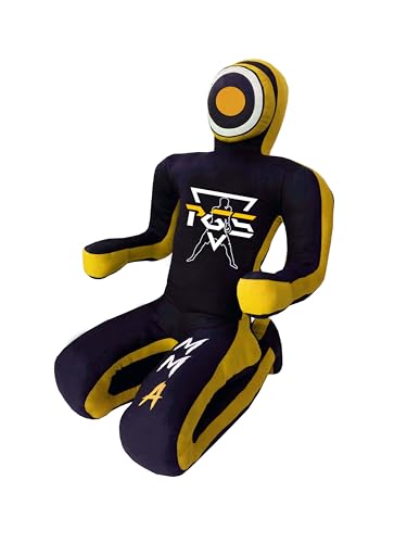PGS Grappling Dummy for Wrestling Brazilian Jiu Jitus MMA Punching Bag Judo Karate Practice Martial Arts Training Boxing Self Defense Dummy – UNFILLED - color: Black Yellow, size: 5FT (59 Inches)