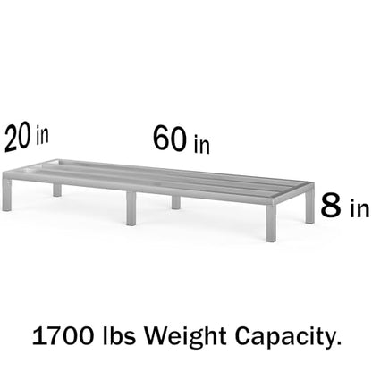 60" Long x 20" Wide | Height: 8" Off The Floor Aluminum Dunnage Rack | Storage in Restaurant, Kitchens and Garages and More! - size: 60" Long x 20" Wide | Height: 8" Off The Floor