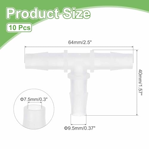 MECCANIXITY 10pcs Plastic Hose Barb Fitting, 3/8" x 3/8" t Shape Tee Barbed Hose Pipe Fitting Splicer Mender Joint Adapter for Water Liquid Fuel Line Tube, Clear - color: Clear, size: 3/8" x 3/8"