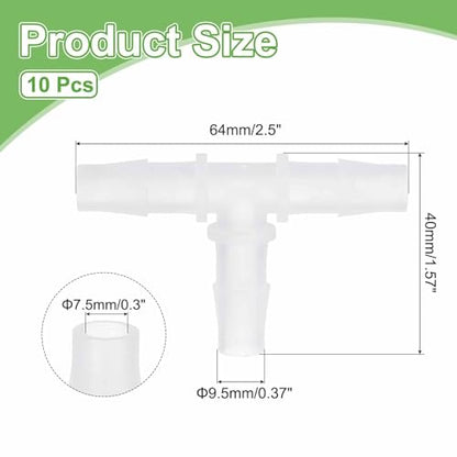 MECCANIXITY 10pcs Plastic Hose Barb Fitting, 3/8" x 3/8" t Shape Tee Barbed Hose Pipe Fitting Splicer Mender Joint Adapter for Water Liquid Fuel Line Tube, Clear - color: Clear, size: 3/8" x 3/8"