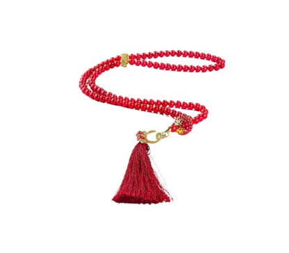 Prien 이슬람 선물 세트, 보온 가죽 꾸란, 진주 기도 비즈, 디지털 Zikr Tasbih, 미니 꾸란, 휴대용 기도 바구니, 여성용 무슬림 선물 - color: 레드