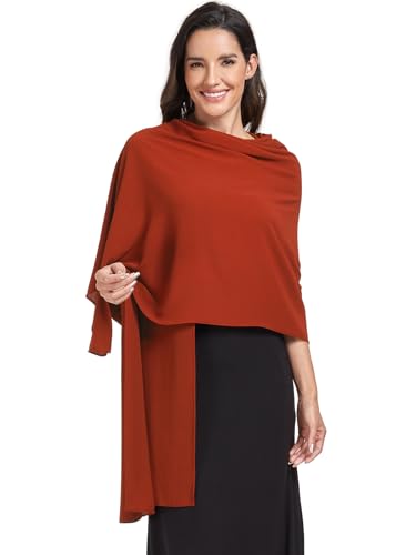Chiffon Shawl and Wraps for Women Warm Scarves Wedding Evening Bridal Scarfs Pashmina Shawls - color: Caramel
