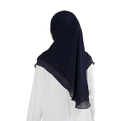 Hijab for Women Muslim Patterned Headscarf Arabian Headscarf Islamic Khimar Prayer Cloth Hijab Scarf for Women - color: Navy