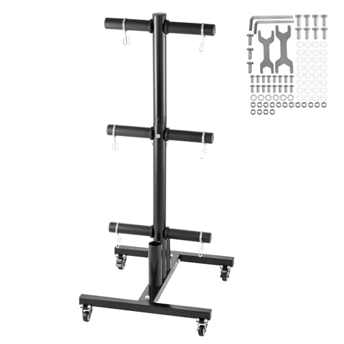 VEVOR Weight Plate Rack, Vertical Weight Plate Tree for 2-Inch Weight Plates, Standard Weight Plate Tree with Wheels, 1000 lbs Load Capacity Weight Storage Holder, Home Gym Barbell Rack Storage Stand