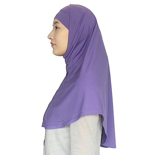 Women's Muslim Hijab Al-Amira Hijabs 2 Pieces with Tube Underscarf Cap Instant Soft Scarf - color: Purple