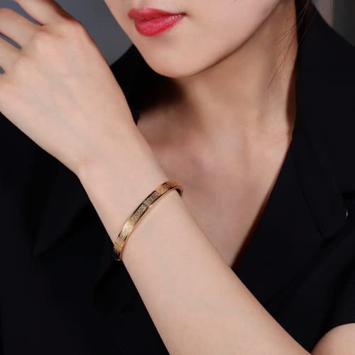 AYATUL KURSI Islamic Jewelry Bracelets Stainless Steel Openable Bangles Arabic Calligraphy Islamic Faith Gifts Messager Islamic Calligraphy Muslim Men Jewelry Bracelets Gift for Women - color: 3-Rose gold