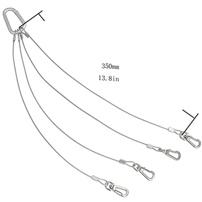 Rope Hanger 2pcs 304 Stainless Steel Basket Plant Hanger Holder Light Hanging Wire Rope for Light-Emitting Diode Grow Light, Aquarium Lighting Tank Lamp, Indoor and Outdoor Plant 34cm