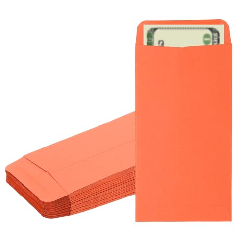 PATIKIL Money Envelope, 50 Pack 6.5" x 3.5" Cash Envelopes Money Holder Bags Budgeting Saving Challenge Letter for Gift Coins Checks Tickets Jewelry Passport Card, Orange - color: Orange, size: 6.5" x 3.5"