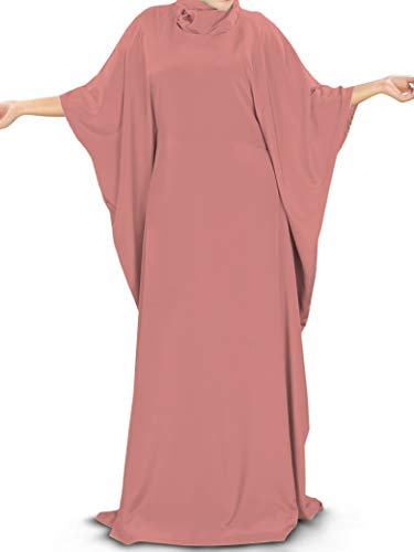 MyBatua Women's Kaftan, Free Size Abaya, Dubai Islamic Dress, Muslim Maxi KF-001 - color: Dusty Pink