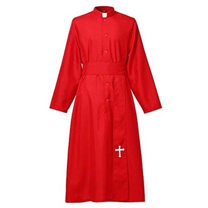 COSDREAMER Mens Clergy Robe Preacher Cassocks Mens Praise Worship Robes - color: Red, size: Medium