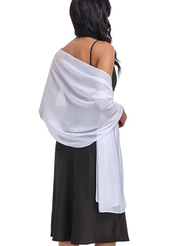 Shawls and Wraps Soft Chiffon Scarve Scarf For Evening Party Dresses Wedding Stole - color: White1