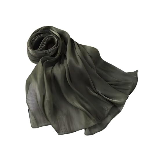 Organza Sheen Shimmer Crepe Hijab Scarf for Women Lightweight Sheer Shawl Wrap for Wedding and Evening Dresses - color: Olive Green