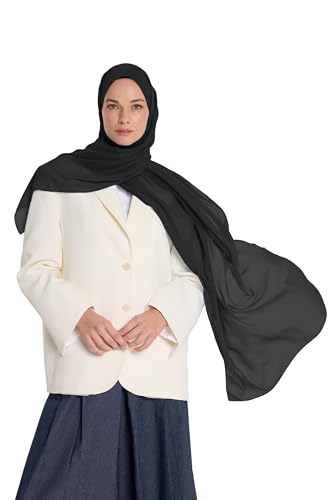 Chiffon Hijab Scarf For Women - Made in Turkiye - color: Black