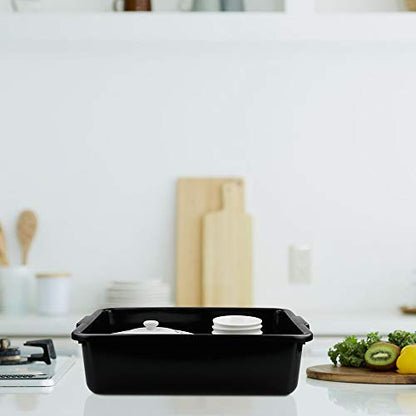 4-Pack Large Plastic Bus Box, 23 L Commercial Tote Box, Black | Sturdy Plastic Construction, Built-In Carrying Handles, Commercial Bus Tub Ideal for Restaurant, Kitchen & Commercial - size: 23 L