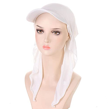 Hijab Scarf for Women Baseball Curved Brim Cap | Soft Breathable Cotton, Lightweight Feel, Adjustable Strap, Curved Brim, Summer Wear, Outdoor Activity, Casual Daily Use - color: 10#_white