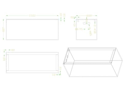 150-GO-P Gallon Starfire Aquariums with Center Overflow 60x24x24 H 12mm Shadow Overflow Peninsula - size: 60"x24"x24"