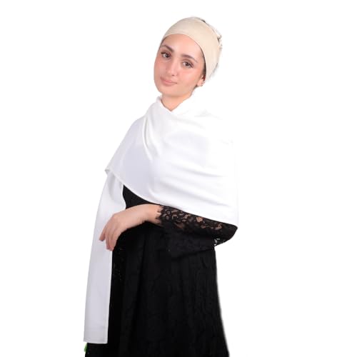 MuLanLegend Mu Lan Song Hijab | Large Non-See-Through Muslimah Headscarf Wrap | Non-Slip Women Scarf | Flowy and Drapey - color: Off-white