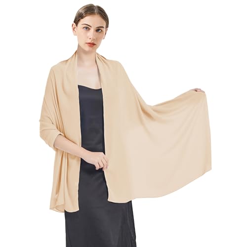 Chiffon Shawls and Wraps - Lightweight Scarve for Women Evening Dresses Wedding Bridal Formal Party - color: F2-champage