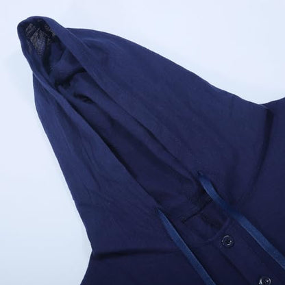 Generic Caftans for Men Long Sleeve Kaftan Thobe V Neck Men Thobe with Pocket Big and Tall Kaftan Muslim Men Thobe - color: Blue-2, size: Small