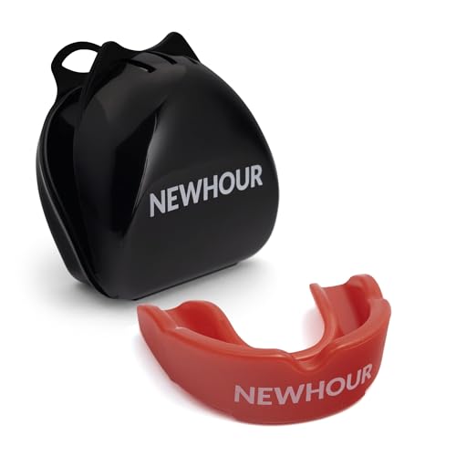 Basic Sports Mouthguard for Boxing, MMA & Football | Boil-and-bite fit with ventilated case - color: Red