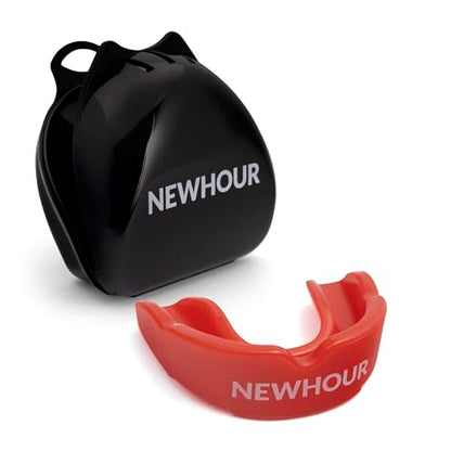 Basic Sports Mouthguard for Boxing, MMA & Football | Boil-and-bite fit with ventilated case - color: Red