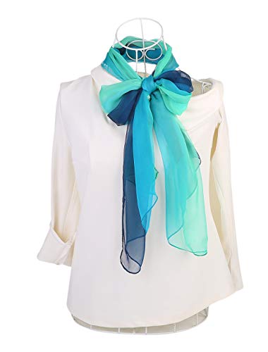 uxcell Women'sChiffon Sheer Long Scarf Silky Gradient Party - color: Blue Green